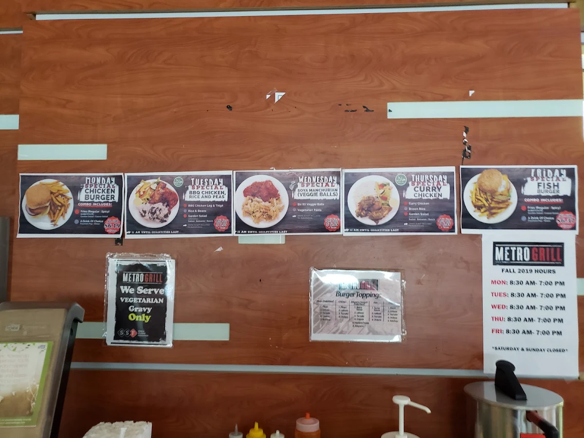 Menu, Metro Grill