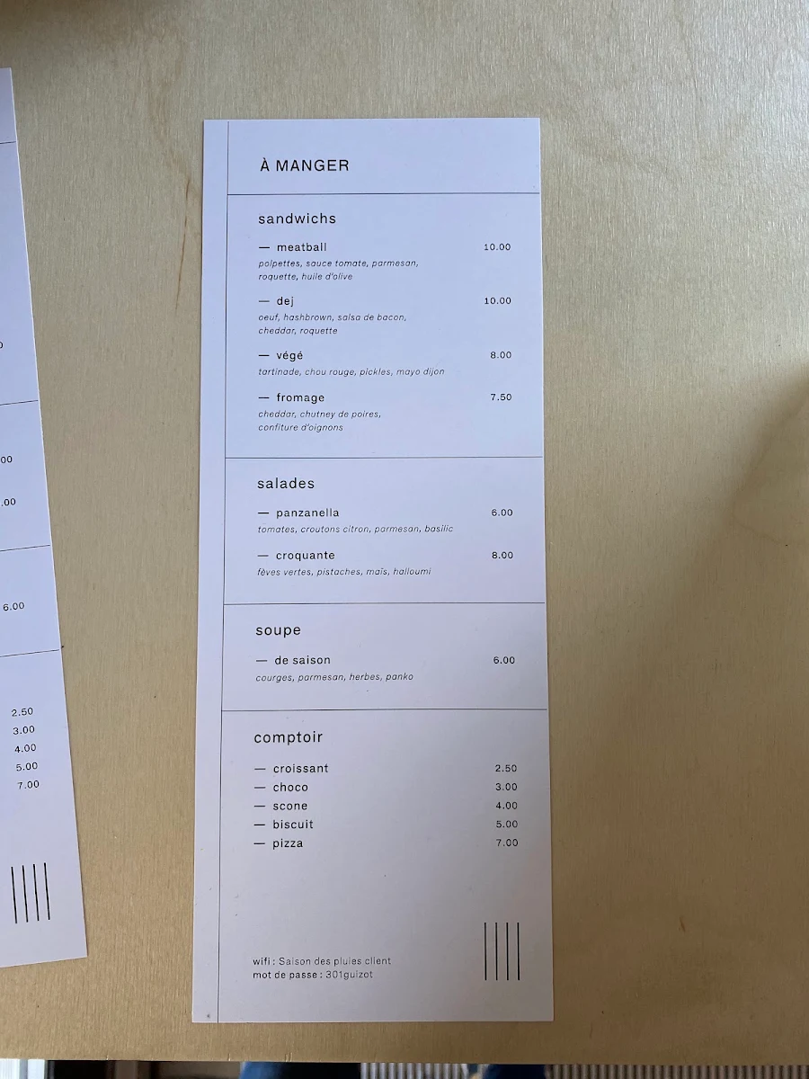 Menu, Saison des pluies