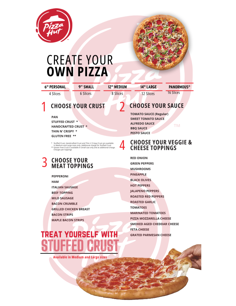 Menu, Pizza Hut