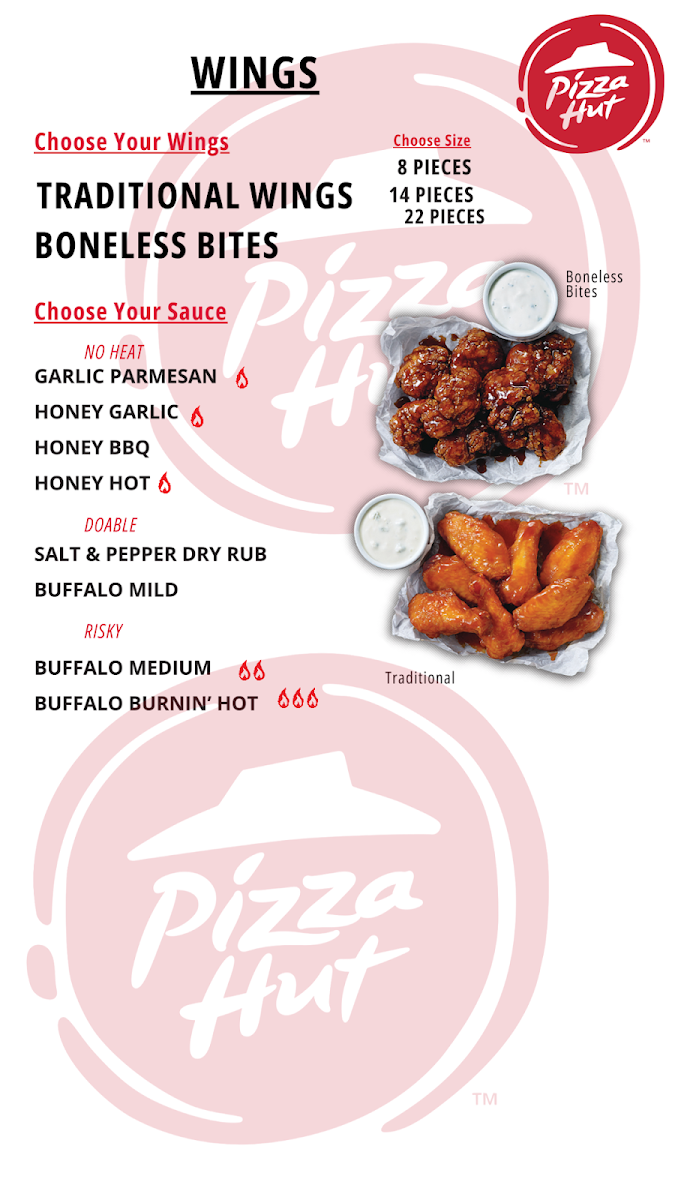 Menu, Pizza Hut