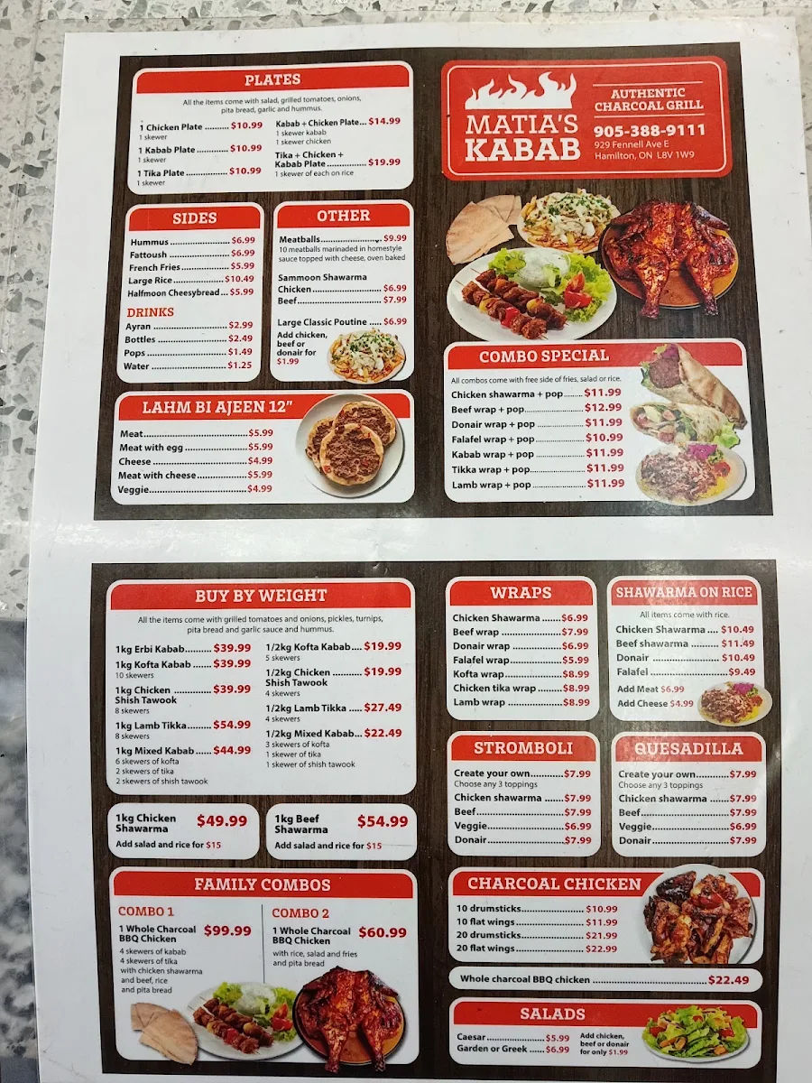 Menu, Matias kabab