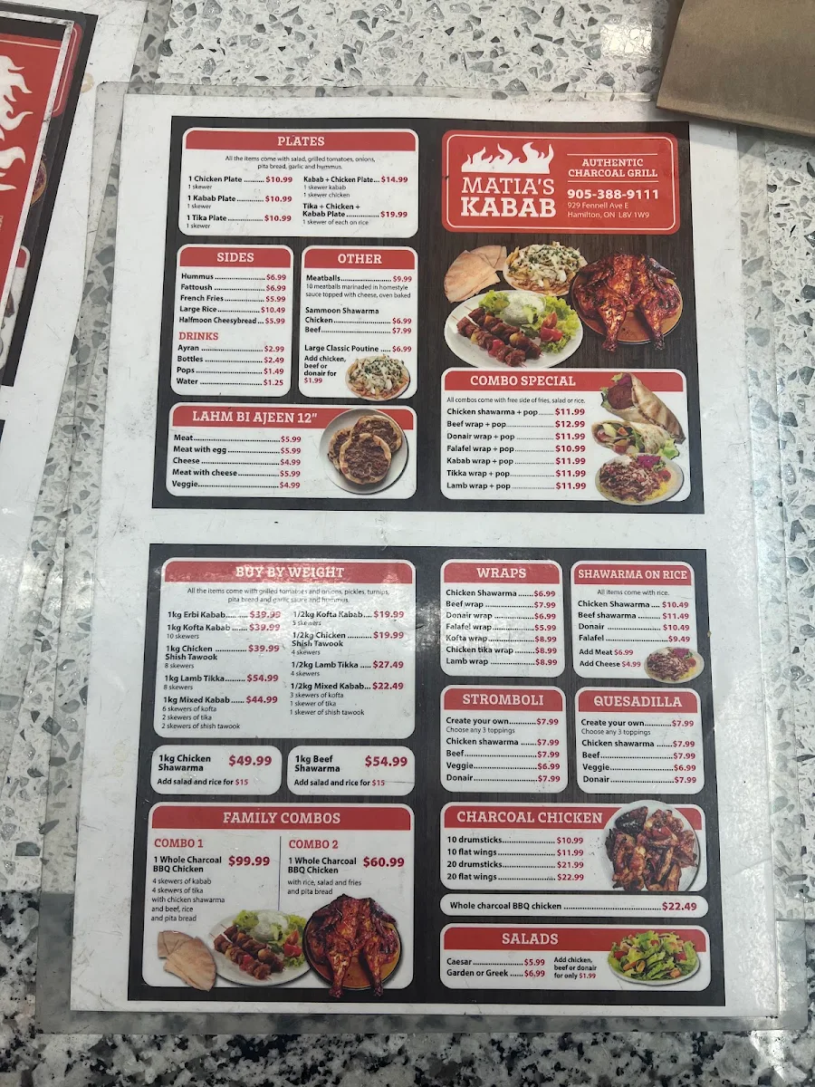 Menu, Matias kabab