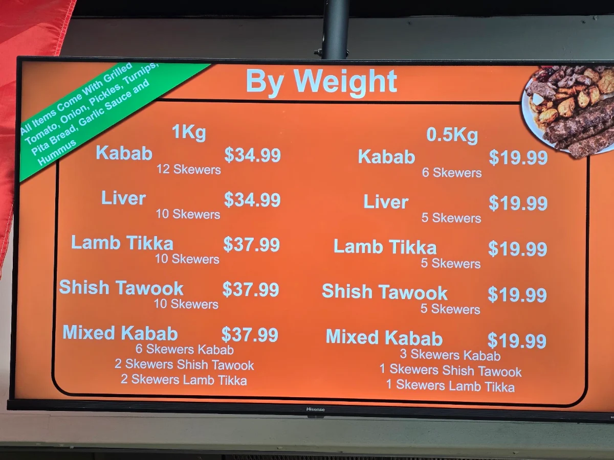 Menu, Matias kabab