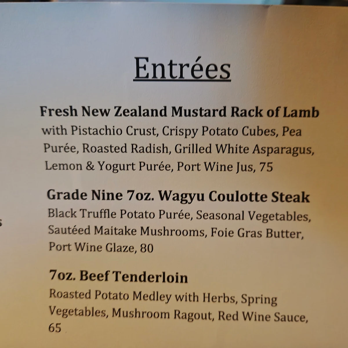 Menu, Janet Lynn's Bistro