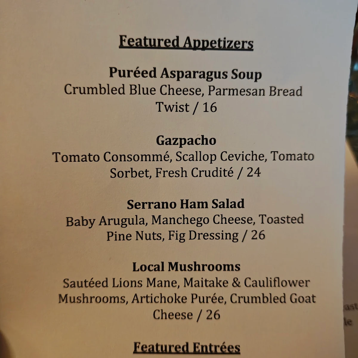 Menu, Janet Lynn's Bistro