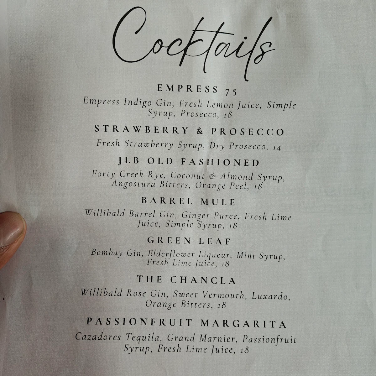 Menu, Janet Lynn's Bistro