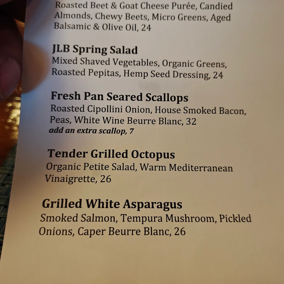 Menu, Janet Lynn's Bistro