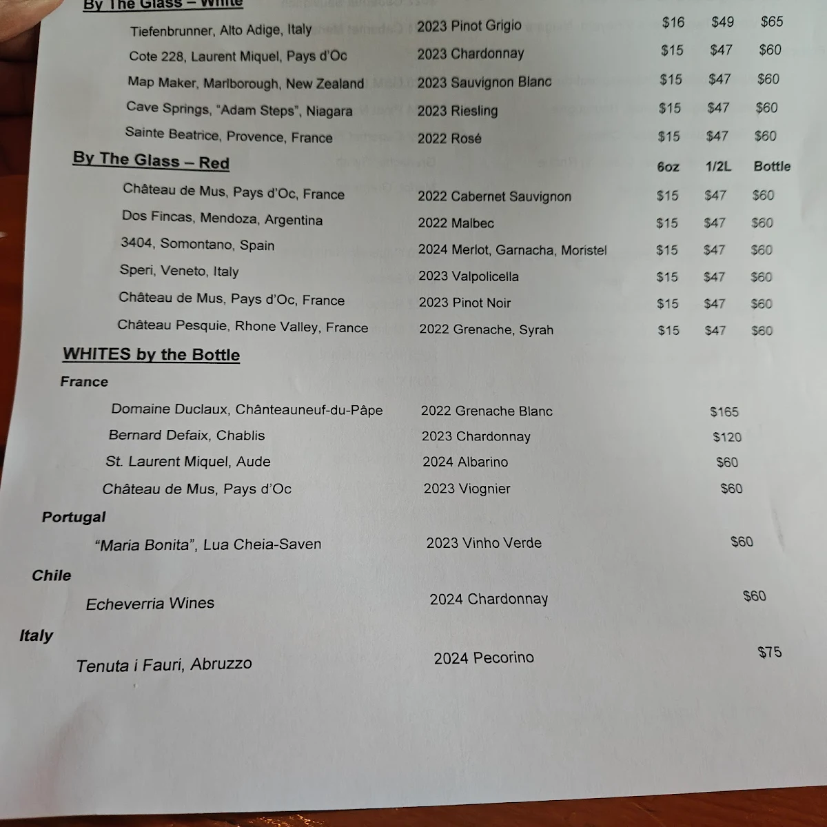 Menu, Janet Lynn's Bistro