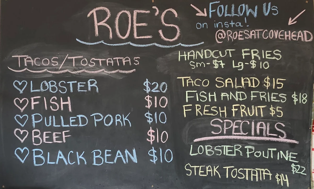 Menu, Roe’s