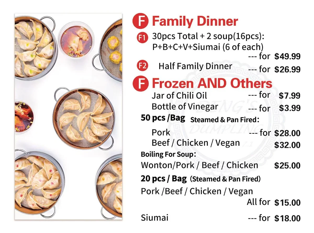Menu, Deng’s Dumpling