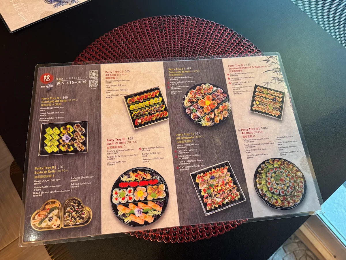 Menu, Yin(隠) Sushi Market