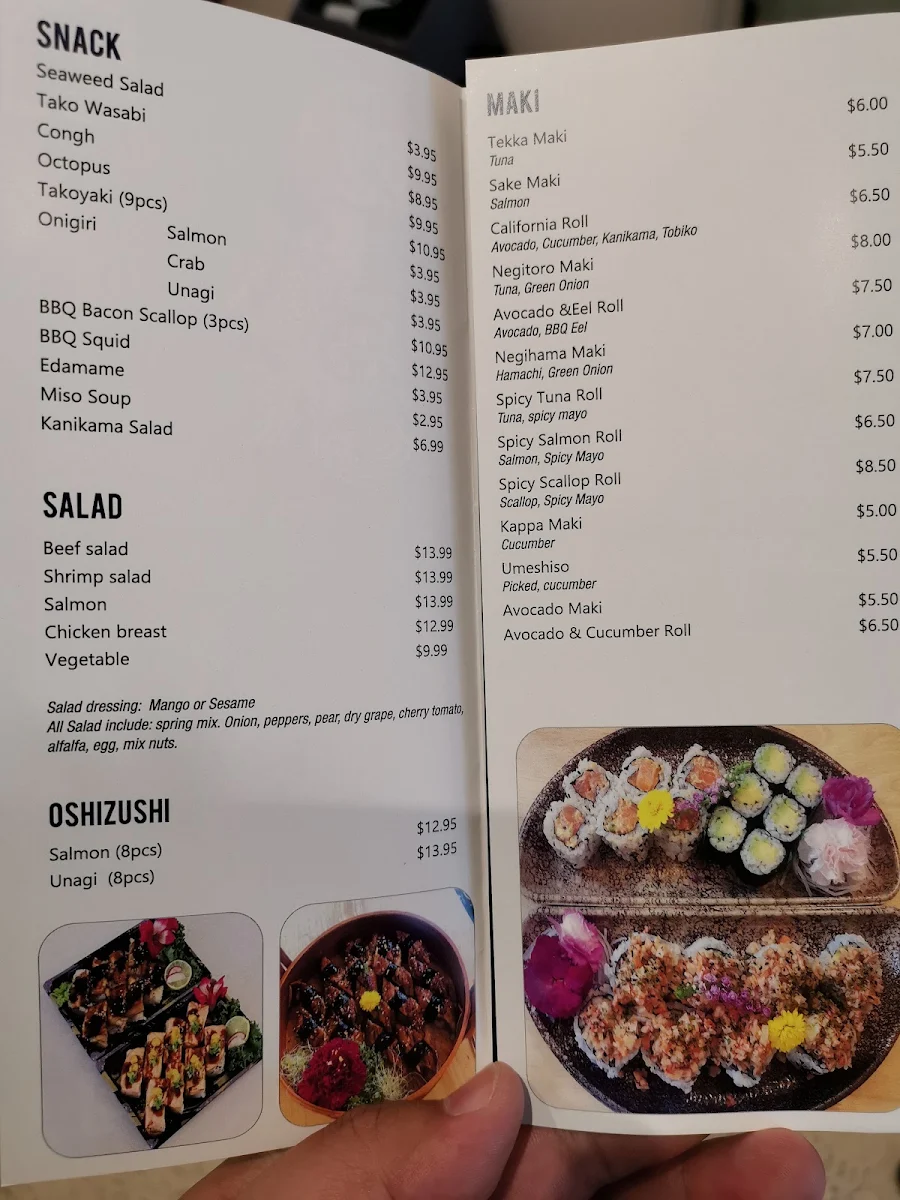 Menu, Yin(隠) Sushi Market