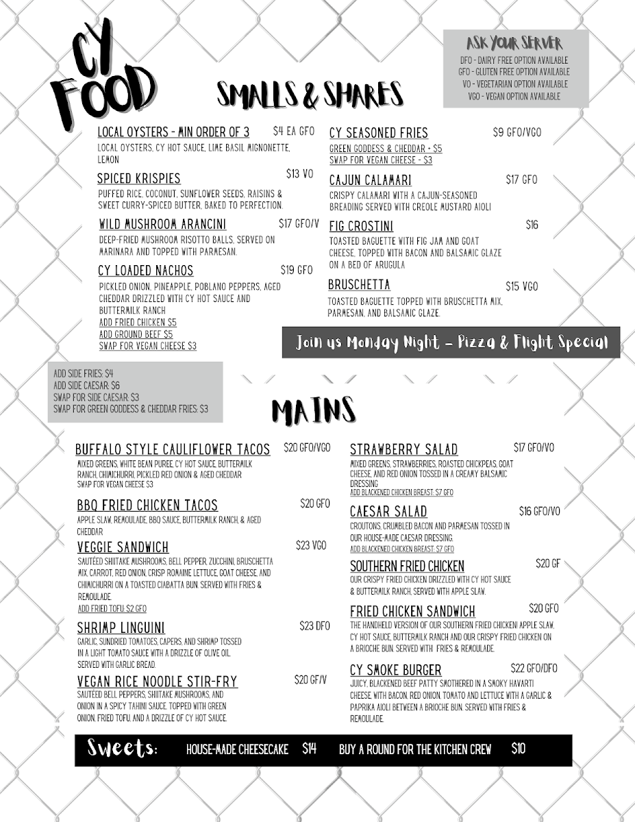 Menu, Chain Yard Urban Cidery & Taproom