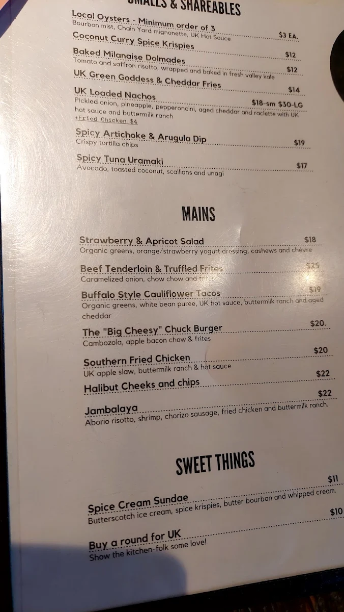 Menu, Chain Yard Urban Cidery & Taproom