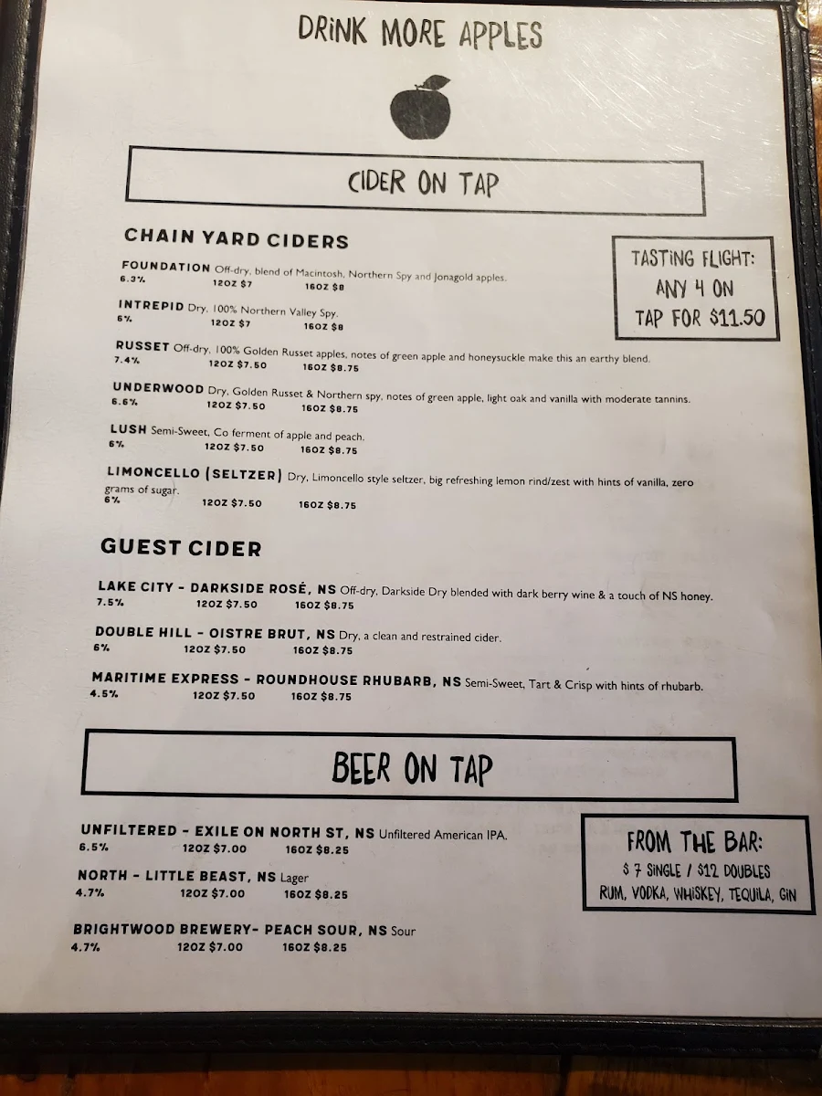 Menu, Chain Yard Urban Cidery & Taproom