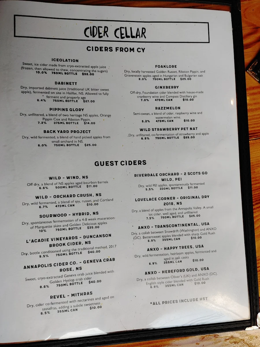 Menu, Chain Yard Urban Cidery & Taproom