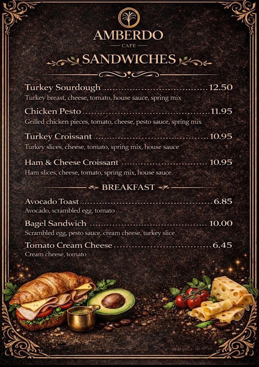 Menu, Amberdo Cafe and Bakery