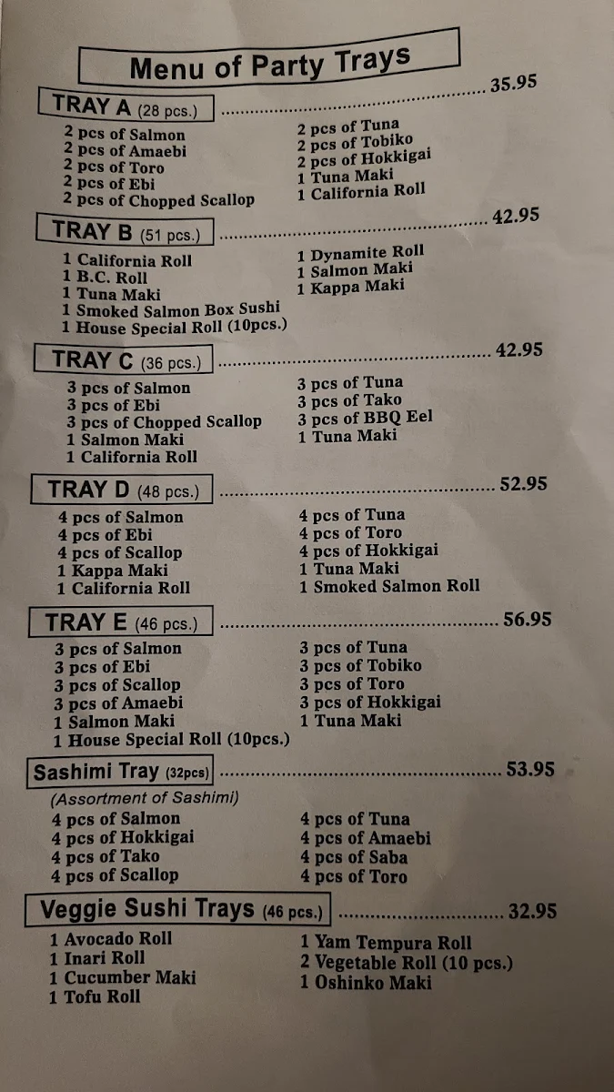 Menu, Sushi Man