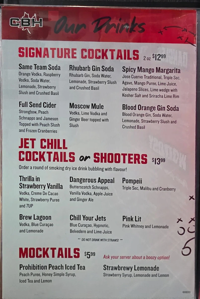 Menu, The Canadian Brewhouse