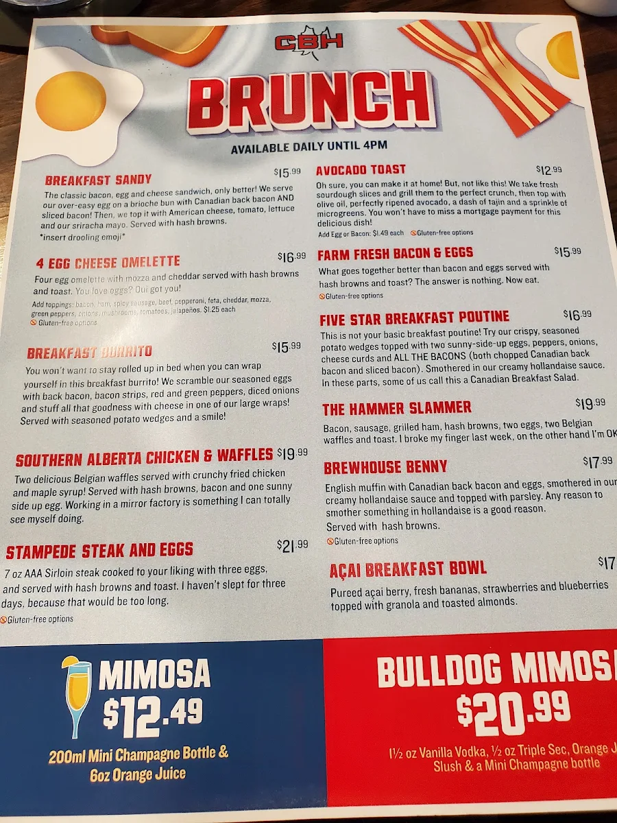 Menu, The Canadian Brewhouse