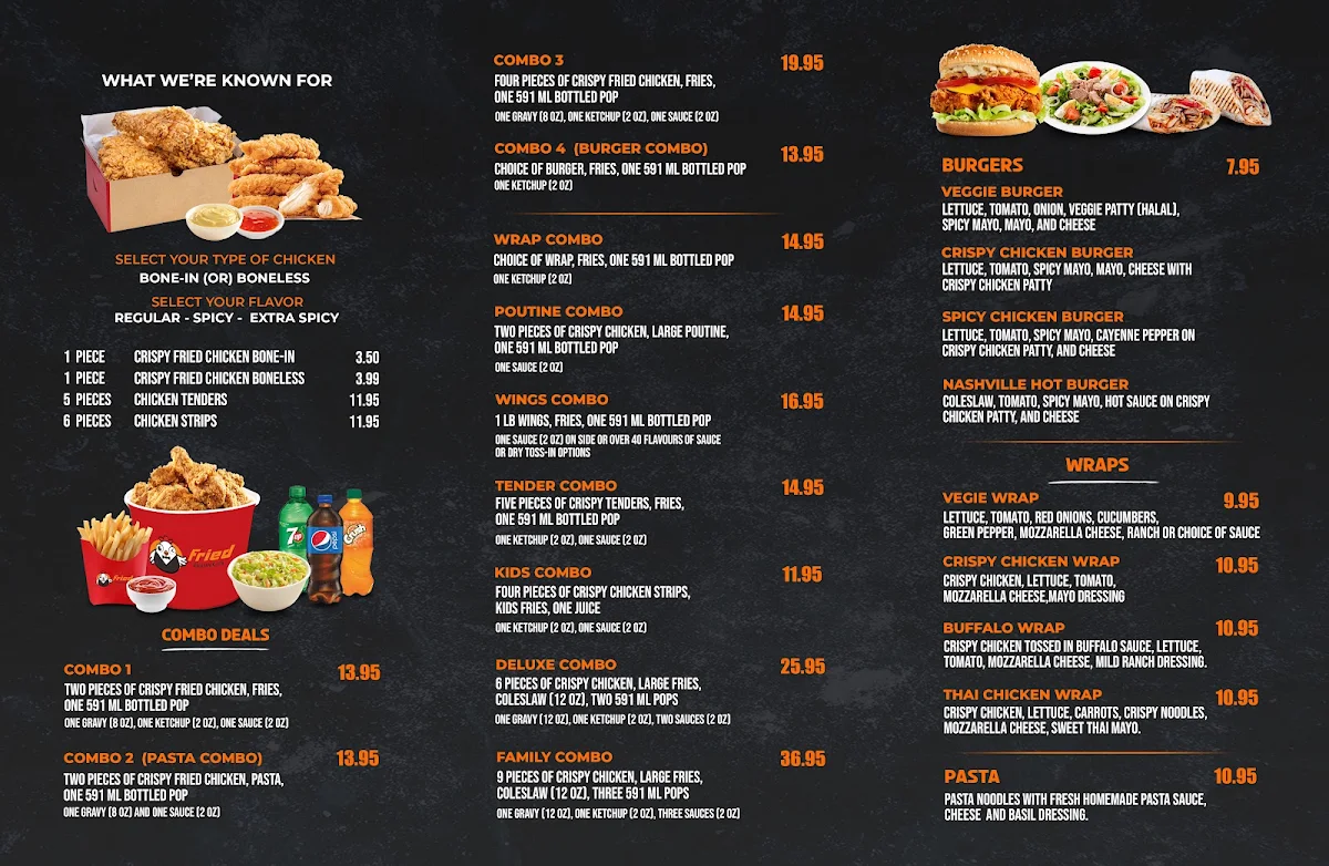 Menu, Fried Chicken Club (St. Laurent Blvd)