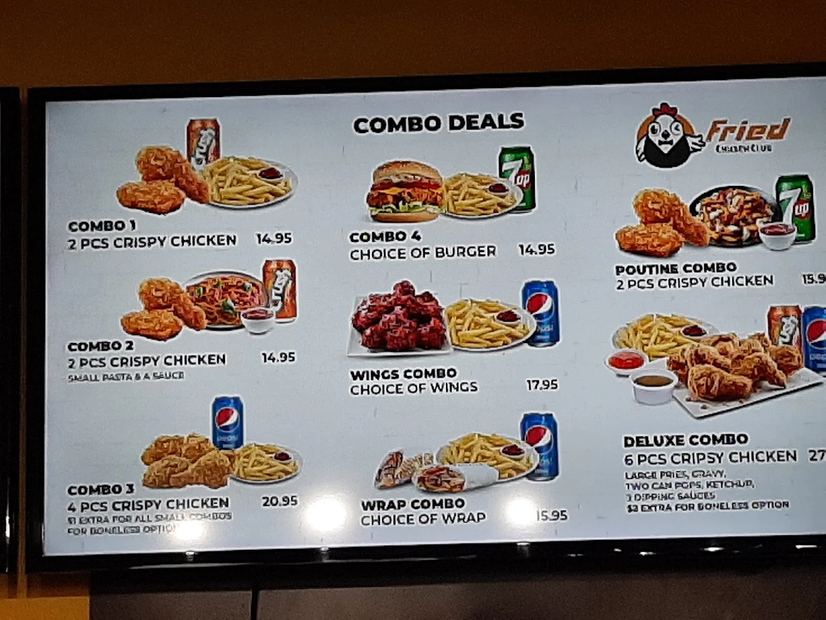 Menu, Fried Chicken Club (St. Laurent Blvd)
