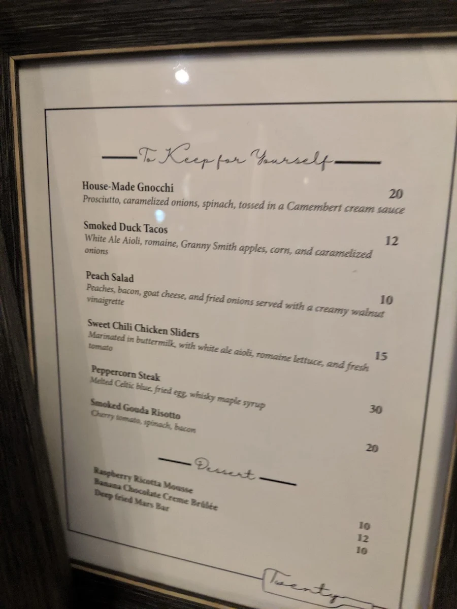 Menu, Twenty Kitchen & Bar