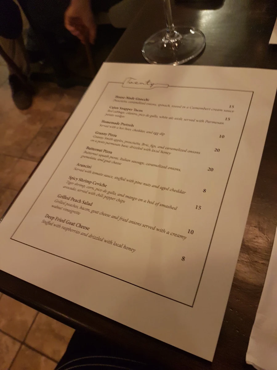 Menu, Twenty Kitchen & Bar