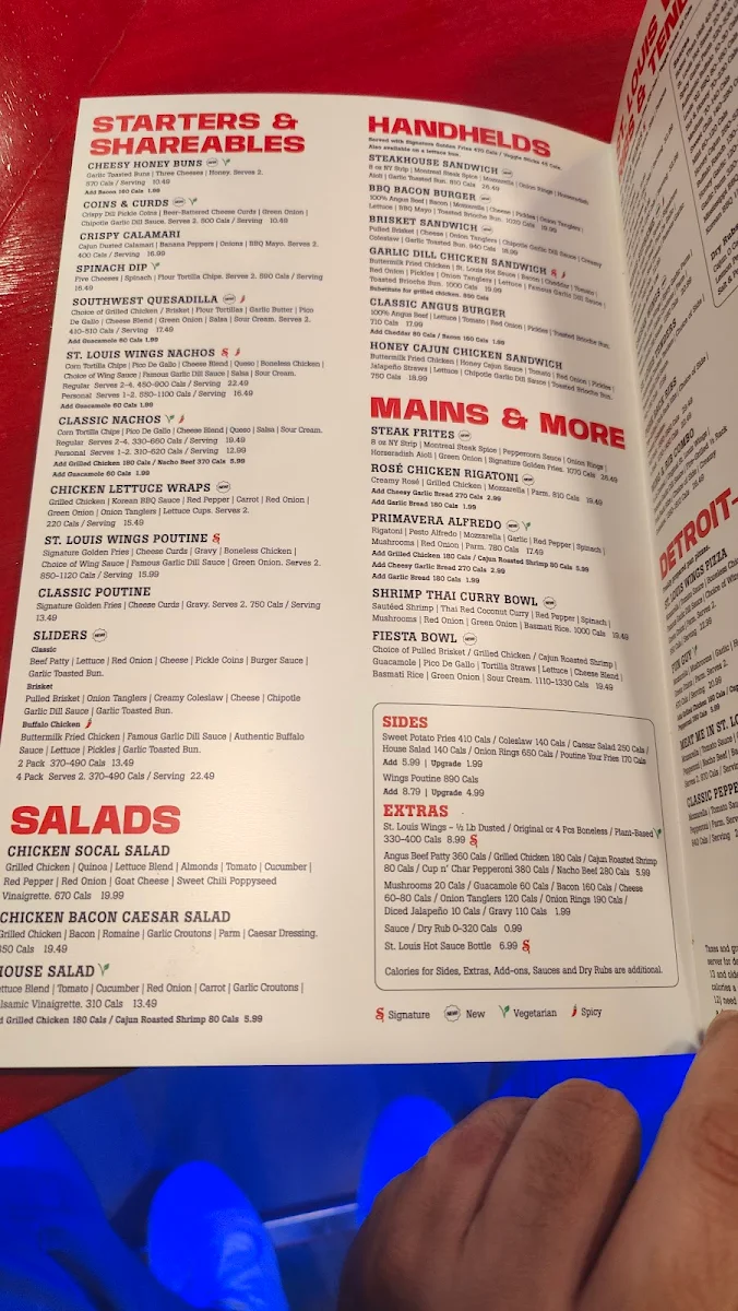 Menu, St. Louis Bar & Grill