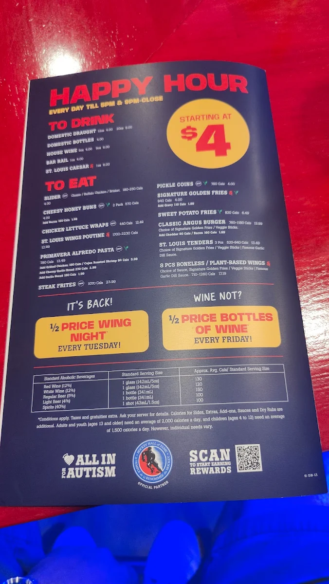 Menu, St. Louis Bar & Grill