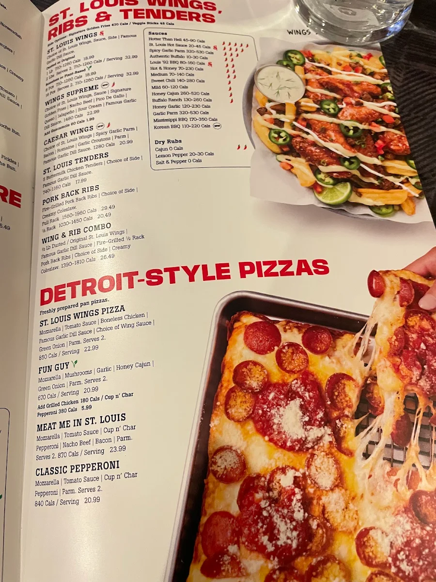Menu, St. Louis Bar & Grill