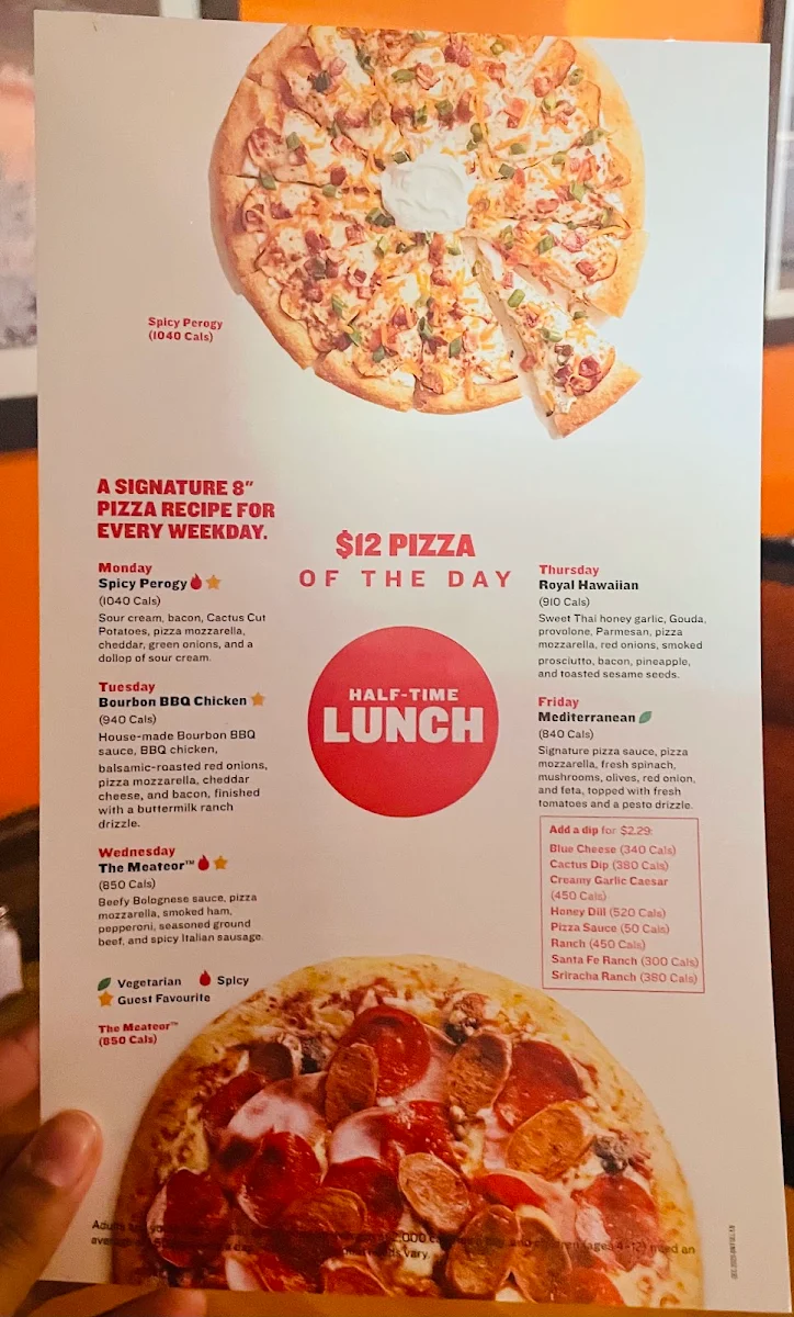 Menu, Boston Pizza