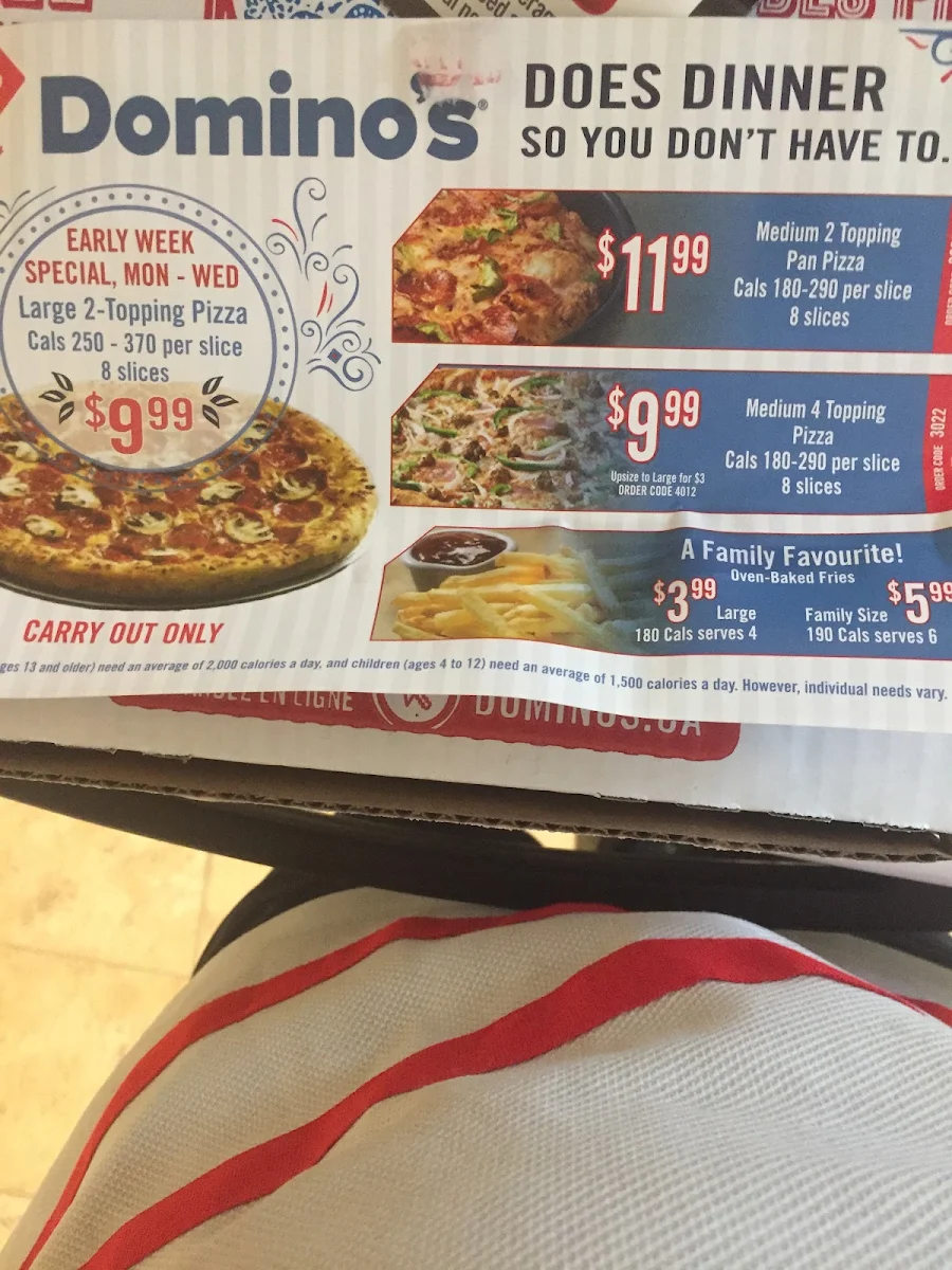 Menu, Domino's Pizza