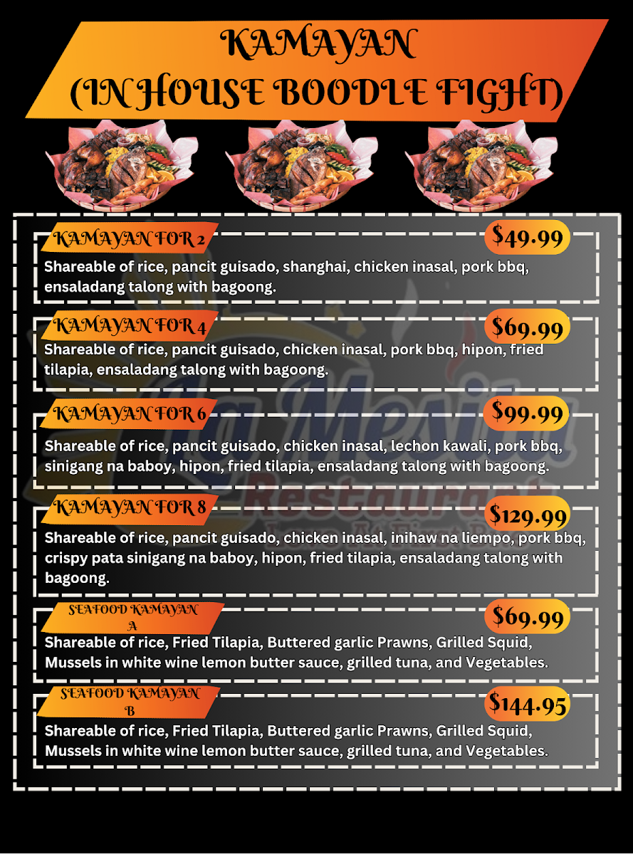 Menu, La Mesita Restaurant
