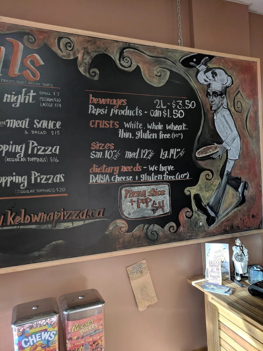 Menu, Hansen's Classic Pizza