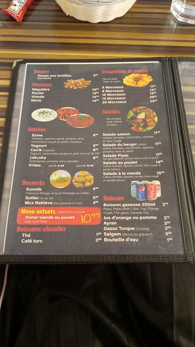 Menu, Sultan Istanbul Kebab
