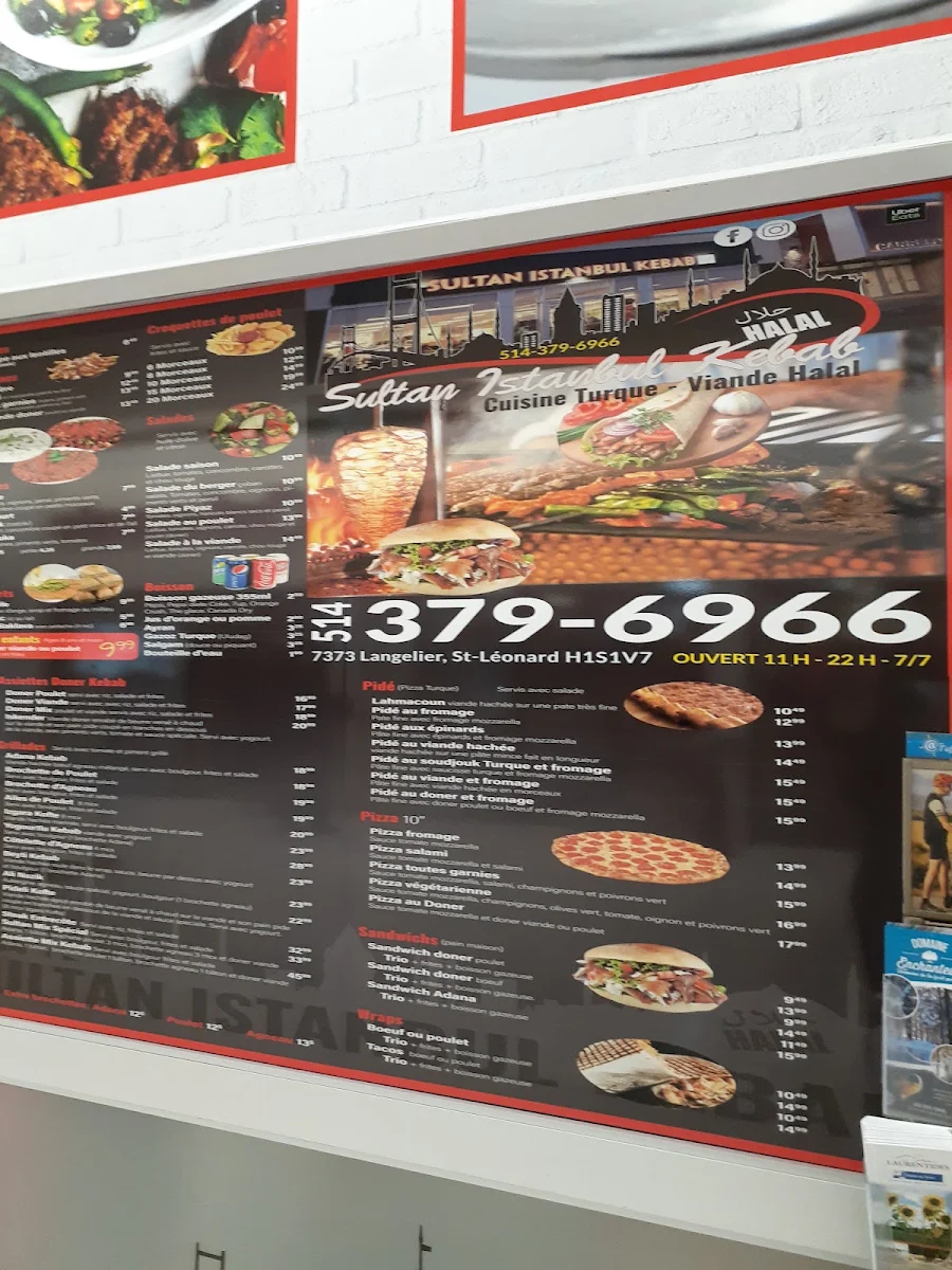 Menu, Sultan Istanbul Kebab