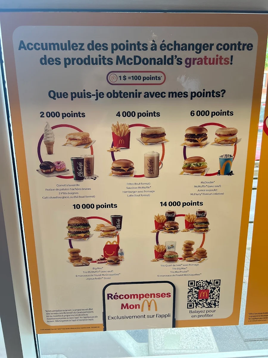 Menu, McDonald's