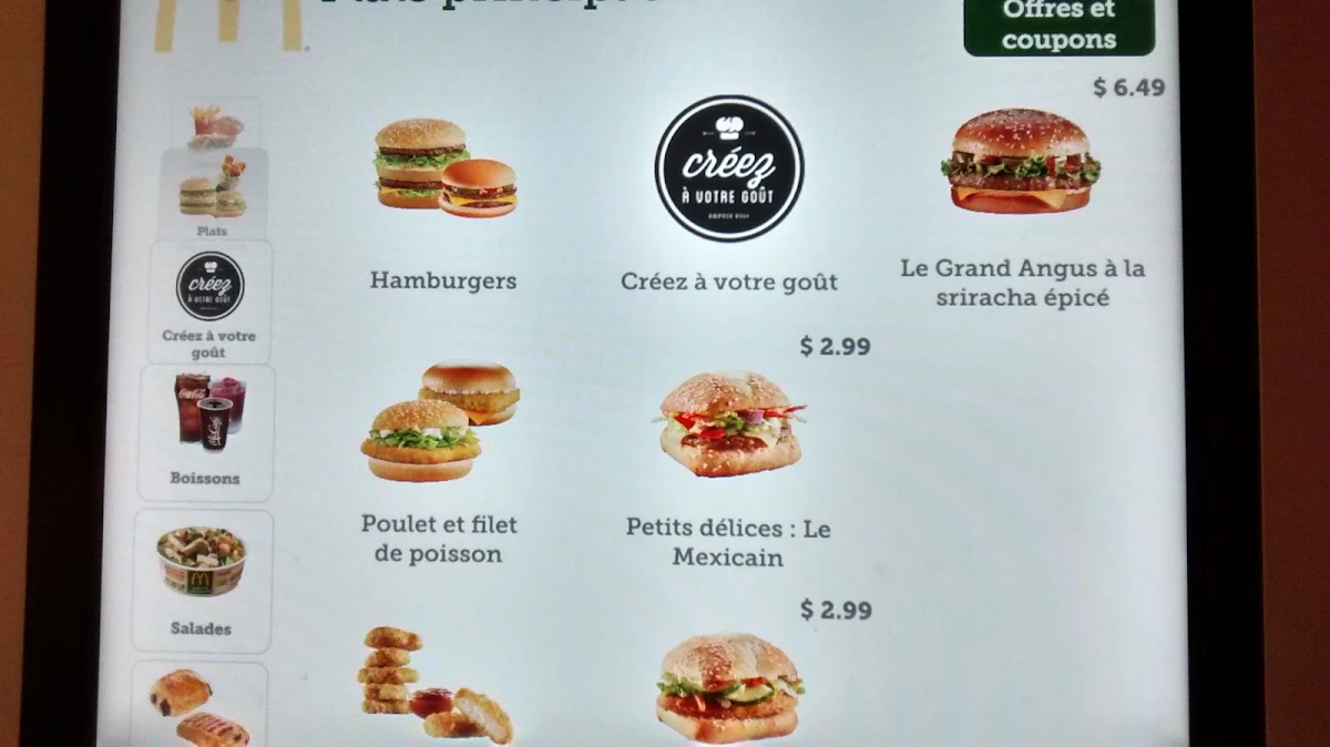 Menu, McDonald's
