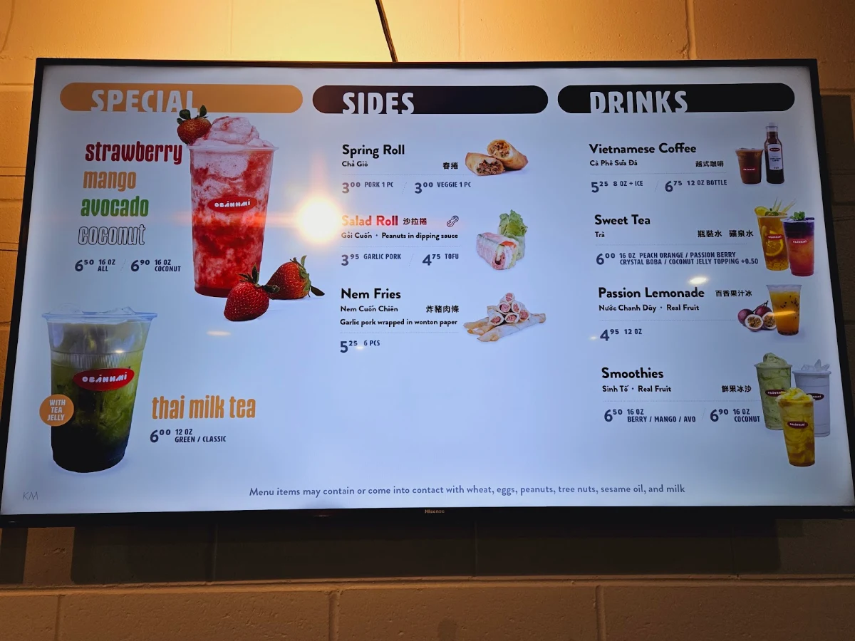 Menu, Obanhmi
