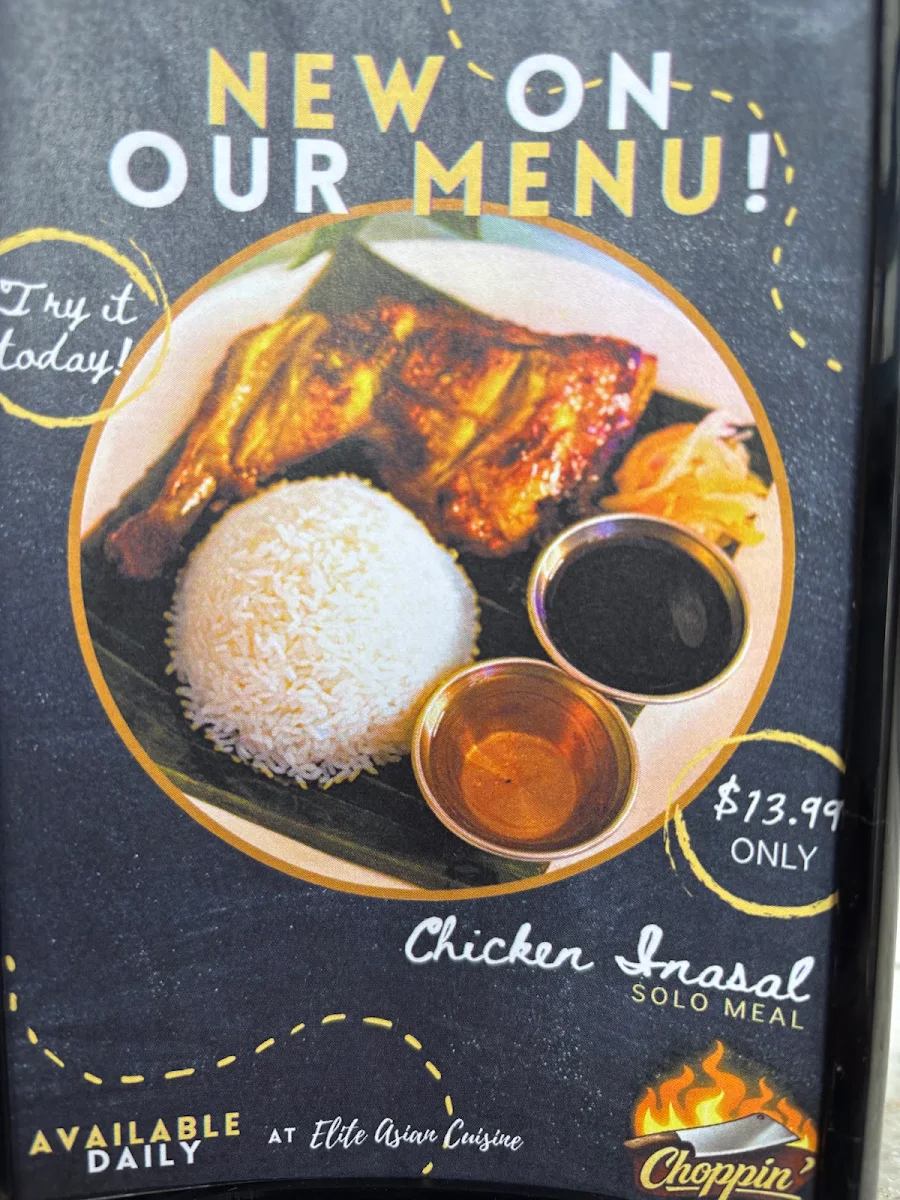 Menu, Elite Asian Cuisine Philippine Cuisine.