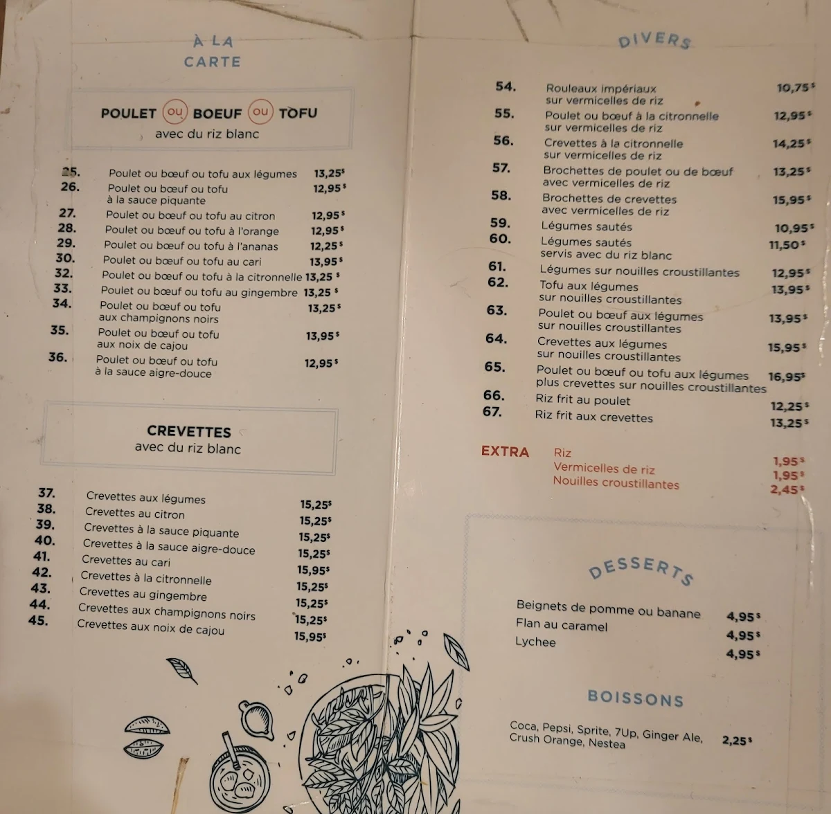 Menu, Restaurant Doan