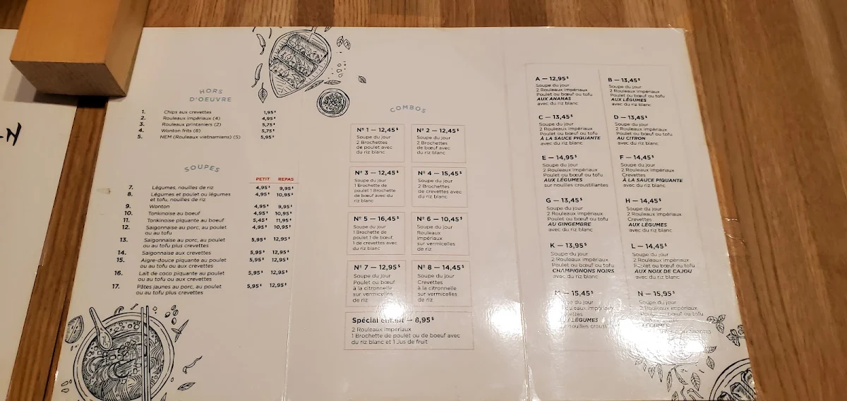 Menu, Restaurant Doan