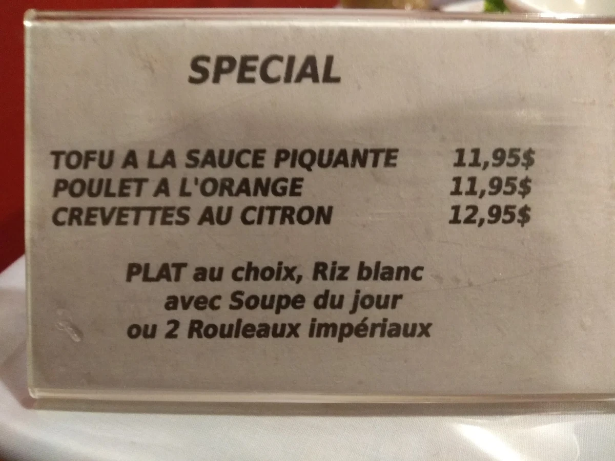 Menu, Restaurant Doan