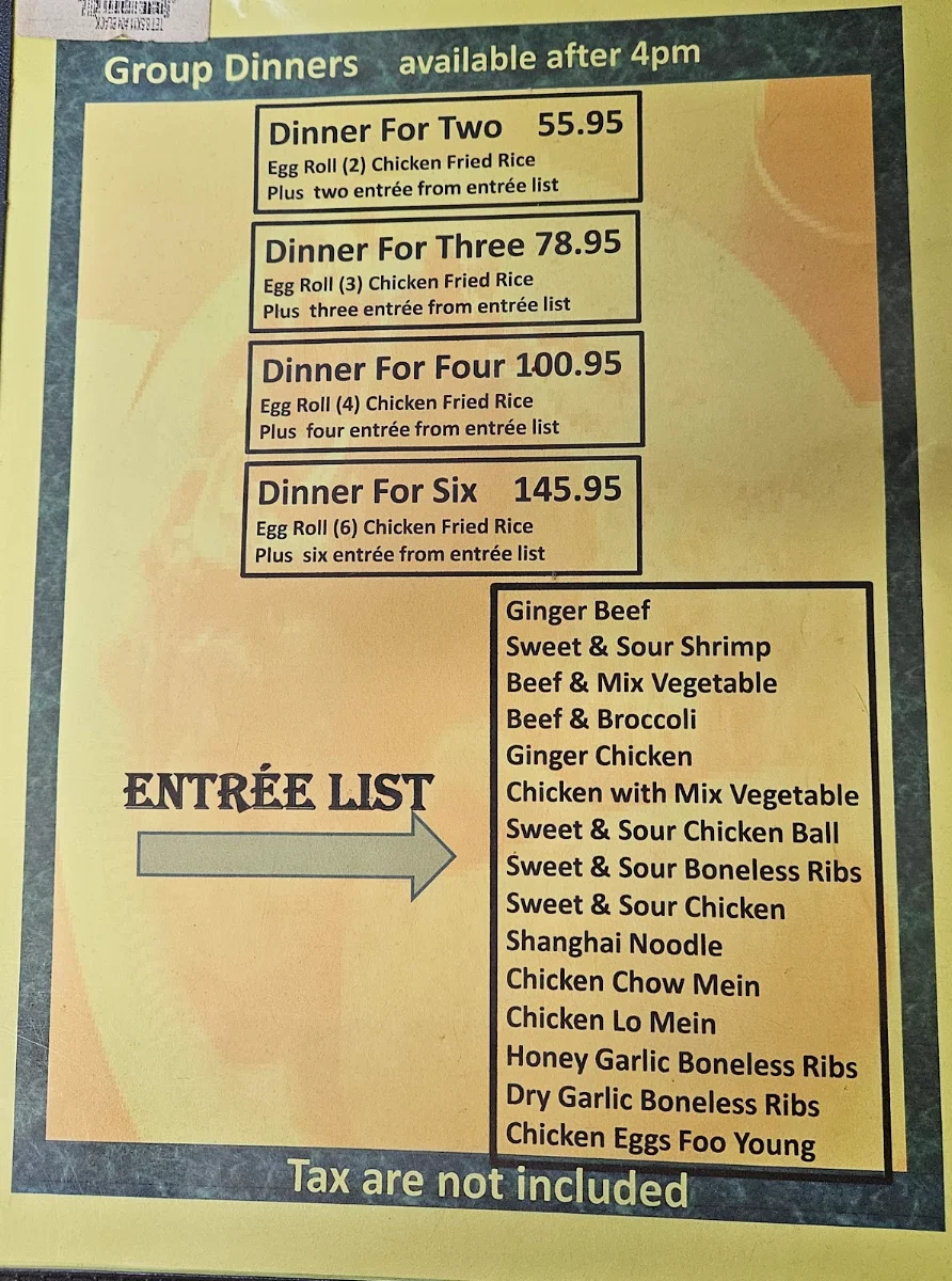Menu, Corner Pub and Grill