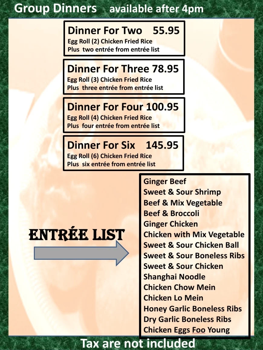 Menu, Corner Pub and Grill