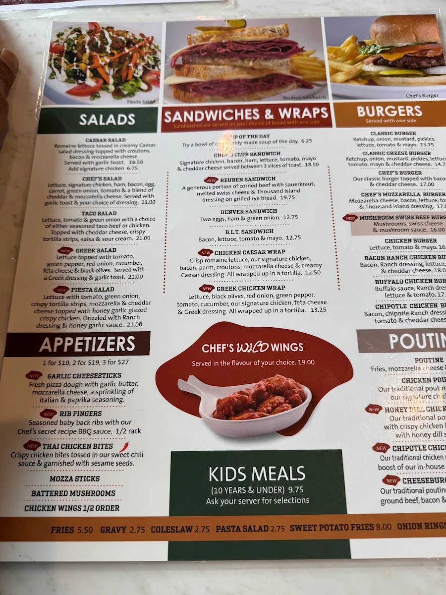 Menu, Chicken Chef