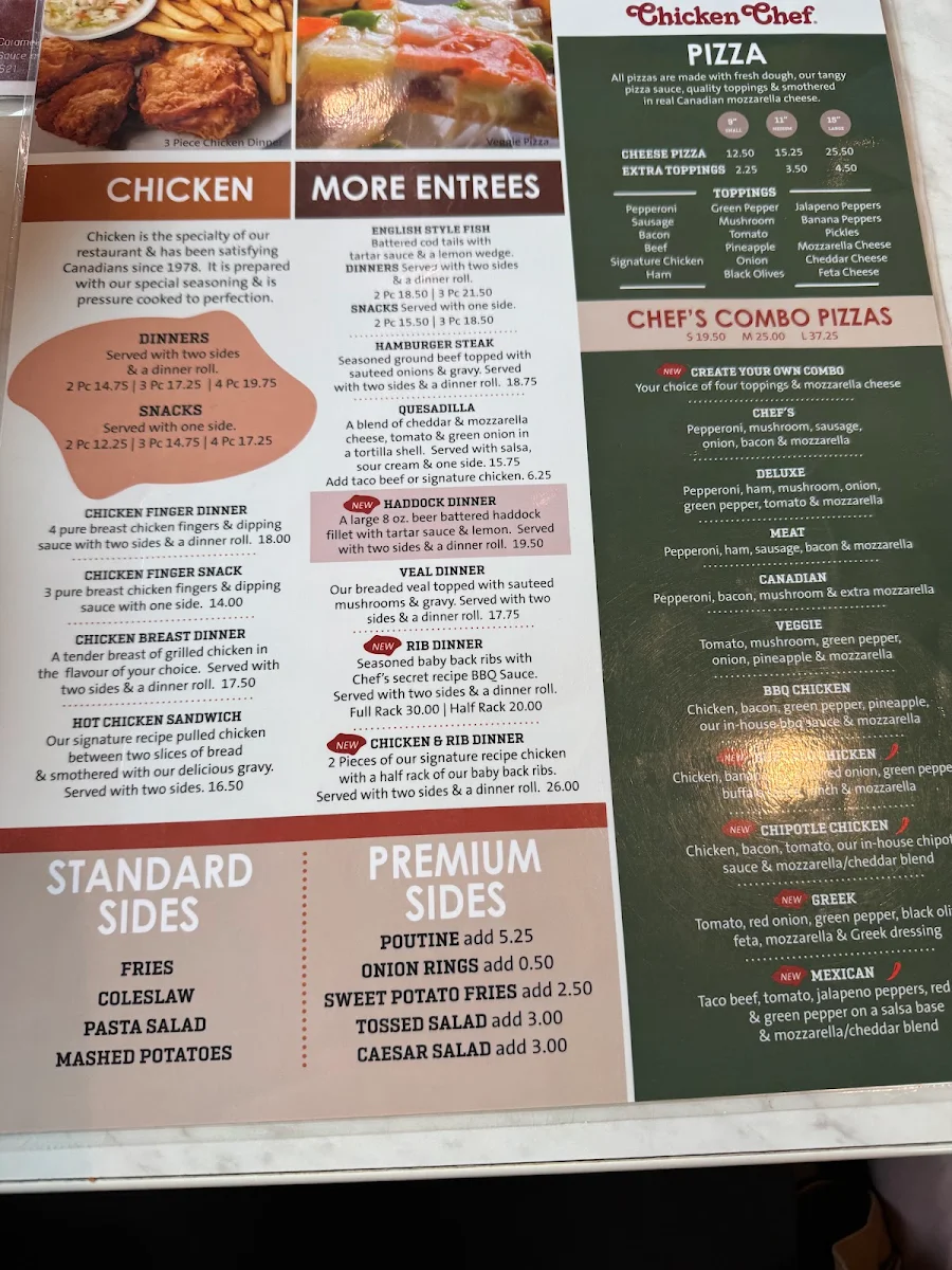 Menu, Chicken Chef