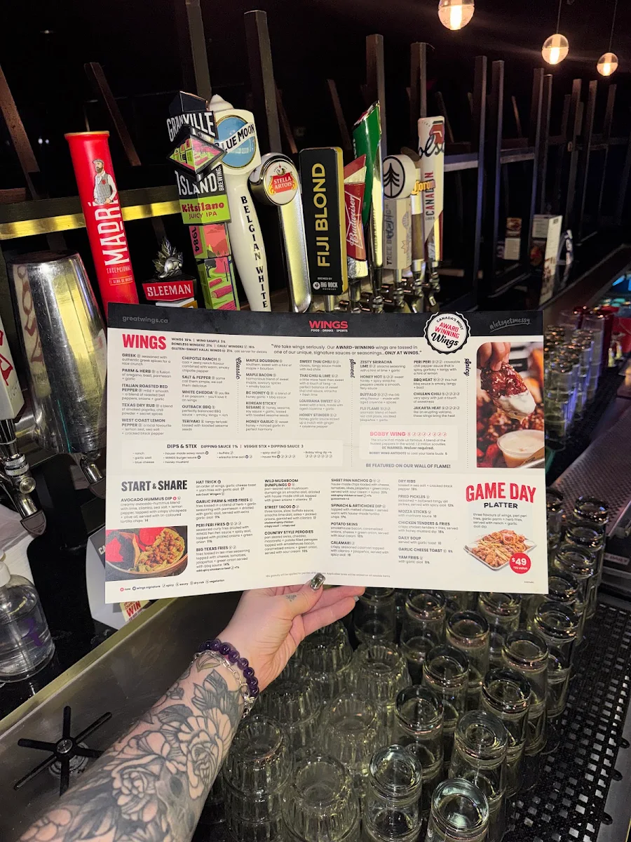 Menu, WINGS Restaurants & Pubs - Surrey