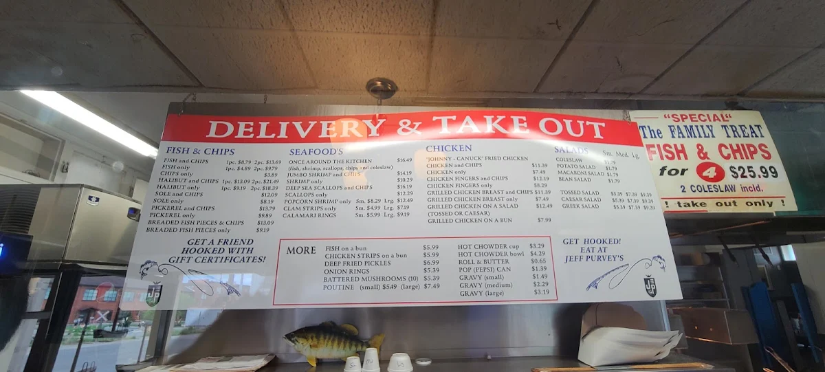 Menu, Jeff Purvey's Fish & Chips
